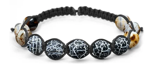 Оплетённый браслет из агата кракле и агата леопарда